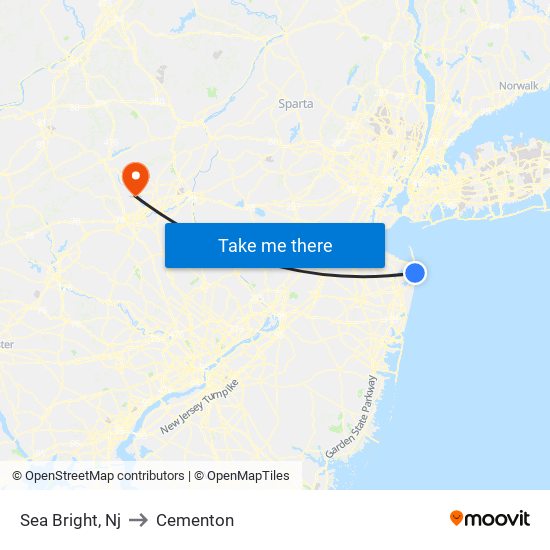 Sea Bright, Nj to Cementon map