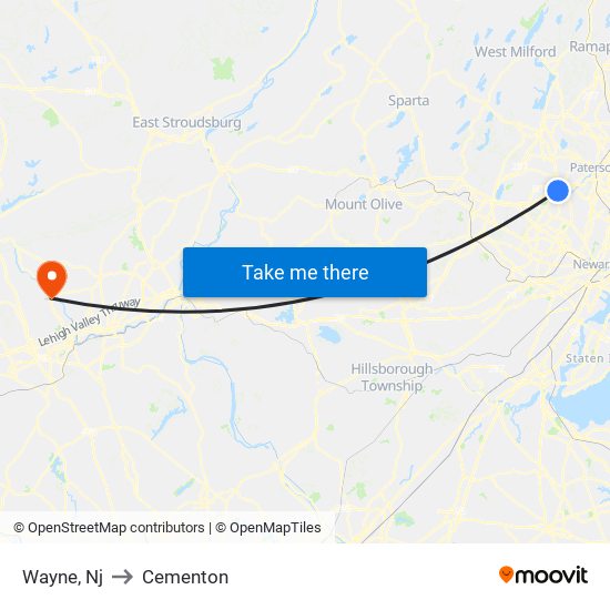 Wayne, Nj to Cementon map