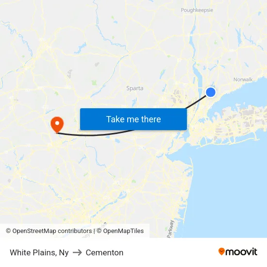 White Plains to Cementon map