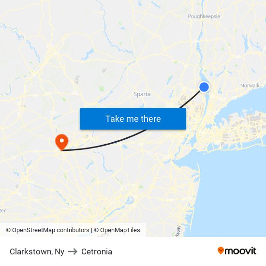 Clarkstown, Ny to Cetronia map