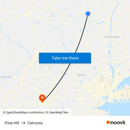 Pine Hill to Cetronia map