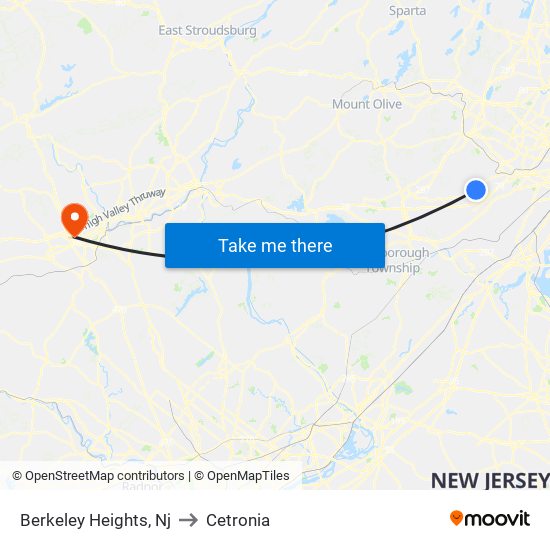 Berkeley Heights, Nj to Cetronia map