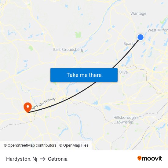 Hardyston, Nj to Cetronia map