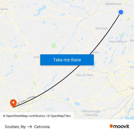 Goshen, Ny to Cetronia map