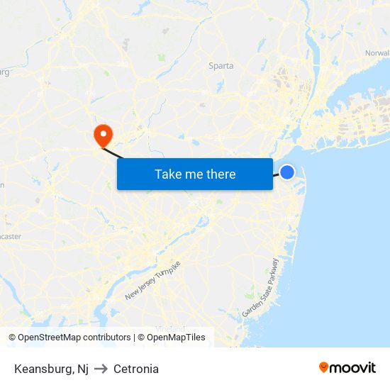 Keansburg, Nj to Cetronia map