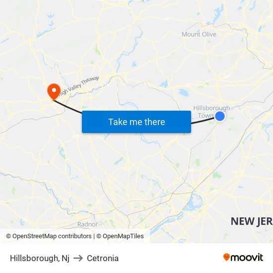 Hillsborough, Nj to Cetronia map
