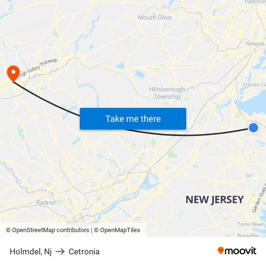 Holmdel, Nj to Cetronia map