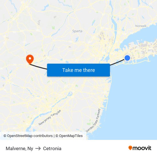 Malverne, Ny to Cetronia map