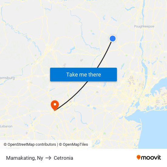 Mamakating, Ny to Cetronia map