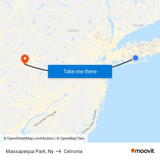 Massapequa Park, Ny to Cetronia map