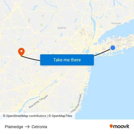 Plainedge to Cetronia map