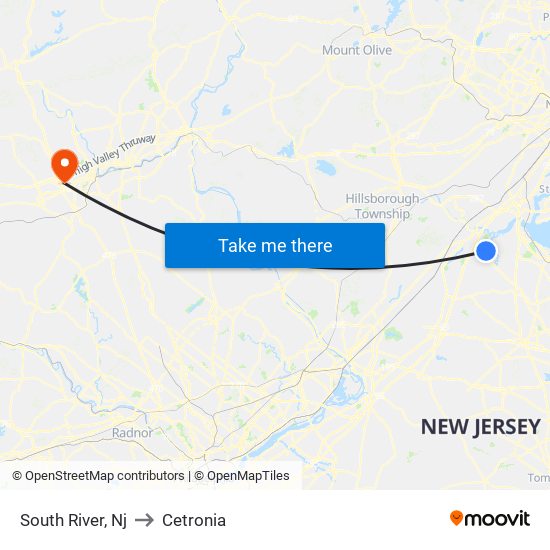 South River, Nj to Cetronia map