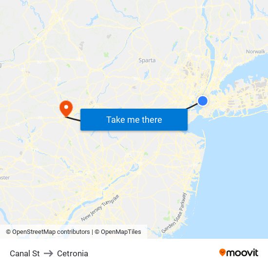Canal St to Cetronia map