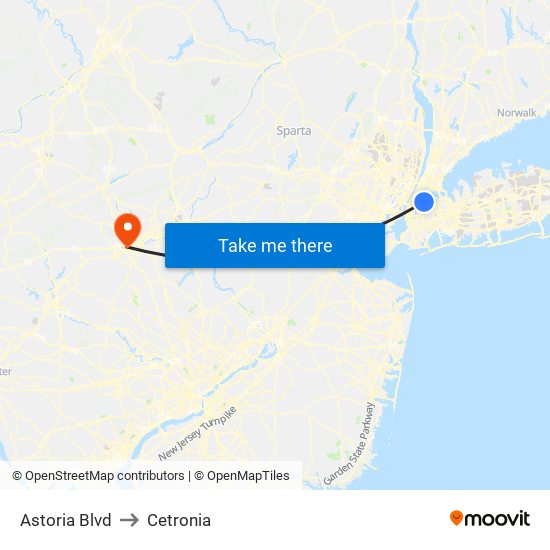 Astoria Blvd to Cetronia map