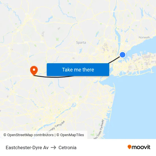 Eastchester-Dyre Av to Cetronia map