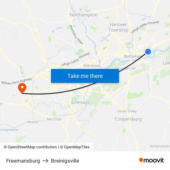 Freemansburg to Freemansburg map