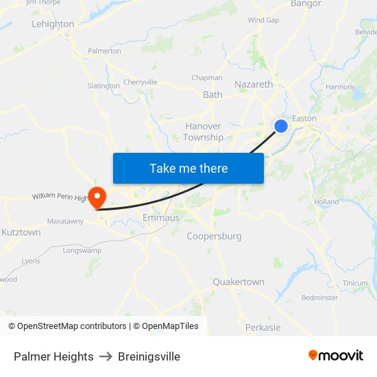 Palmer Heights to Breinigsville map