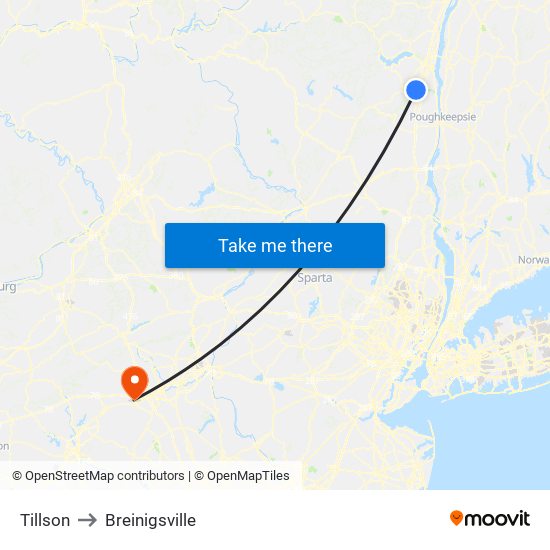 Tillson to Breinigsville map