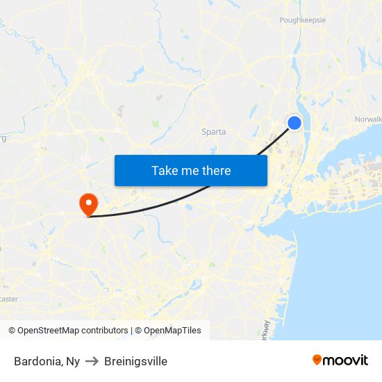 Bardonia, Ny to Breinigsville map