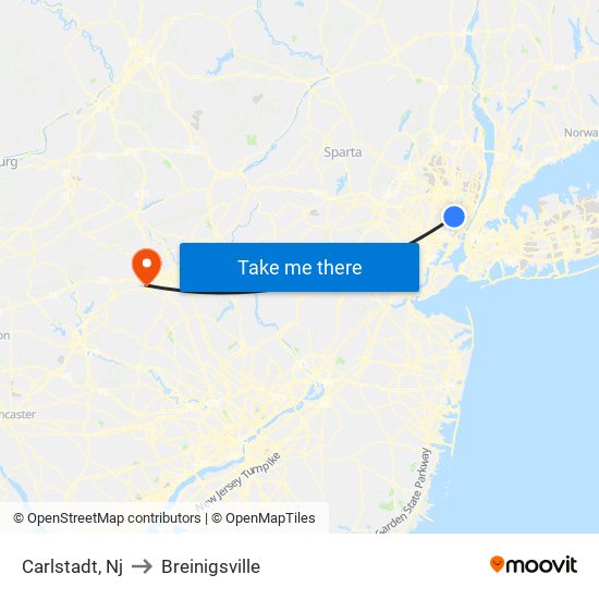 Carlstadt, Nj to Breinigsville map