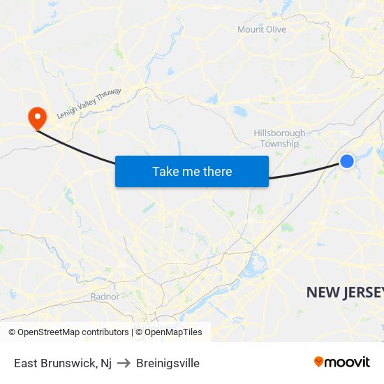 East Brunswick, Nj to Breinigsville map