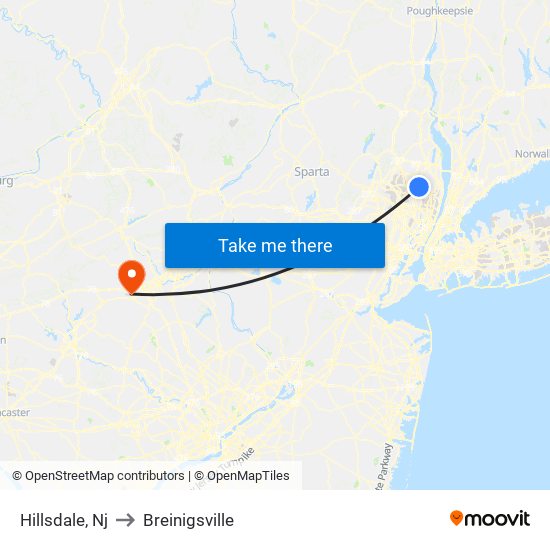 Hillsdale, Nj to Breinigsville map