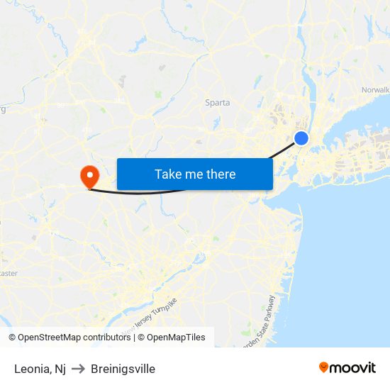 Leonia, Nj to Breinigsville map