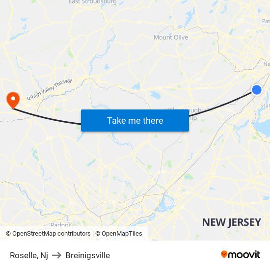 Roselle, Nj to Breinigsville map