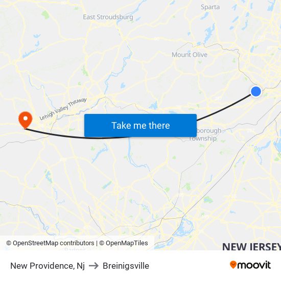 New Providence, Nj to Breinigsville map