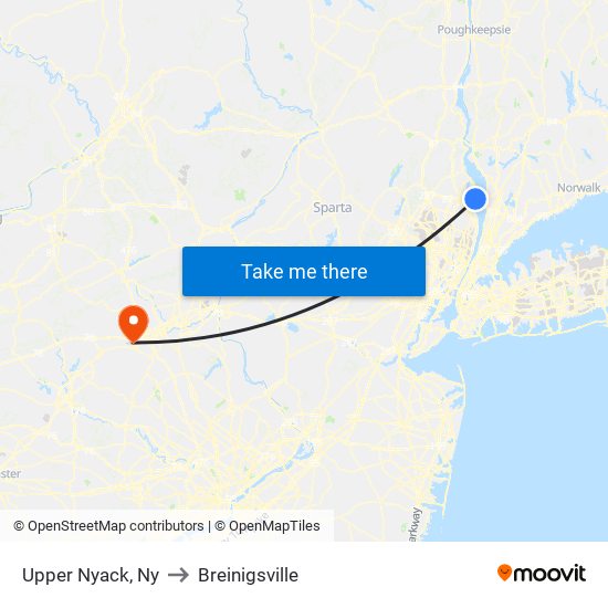 Upper Nyack, Ny to Breinigsville map