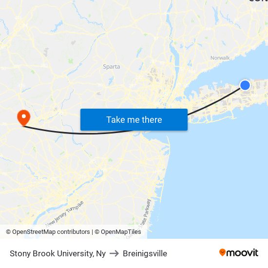 Stony Brook University, Ny to Breinigsville map