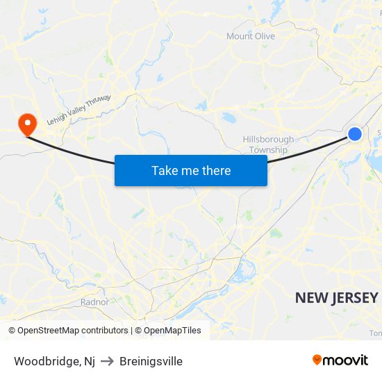 Woodbridge, Nj to Breinigsville map