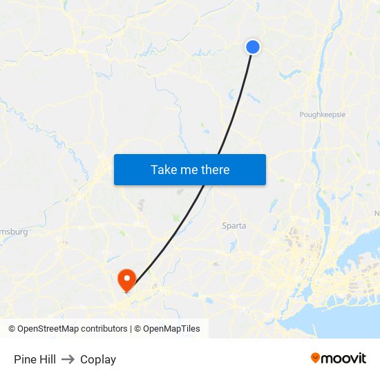 Pine Hill to Coplay map