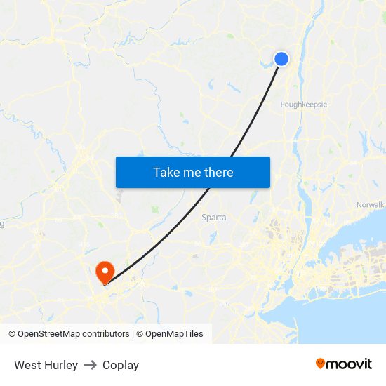 West Hurley to Coplay map