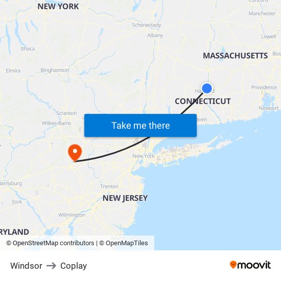 Windsor to Coplay map