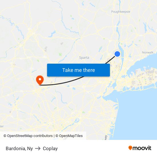 Bardonia, Ny to Coplay map