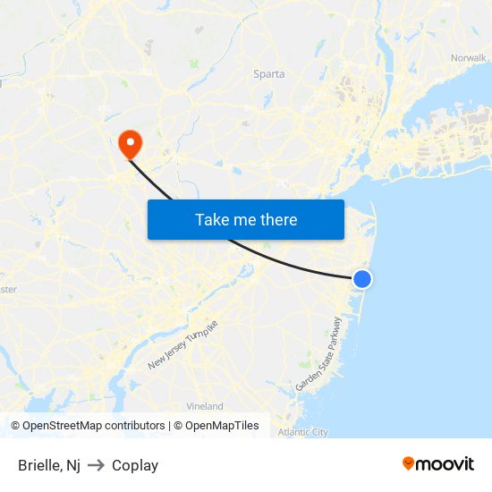 Brielle, Nj to Coplay map