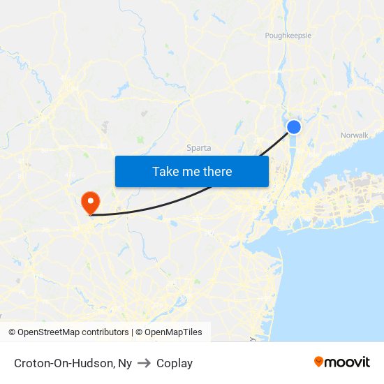 Croton-On-Hudson, Ny to Coplay map