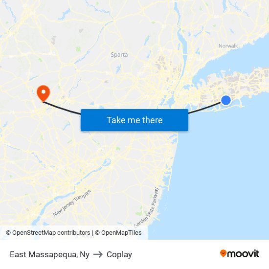 East Massapequa, Ny to Coplay map