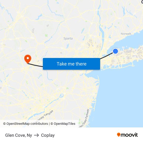 Glen Cove, Ny to Coplay map