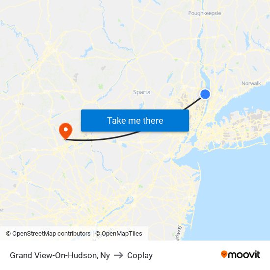 Grand View-On-Hudson, Ny to Coplay map