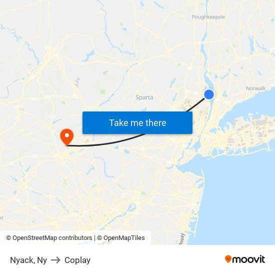 Nyack, Ny to Coplay map