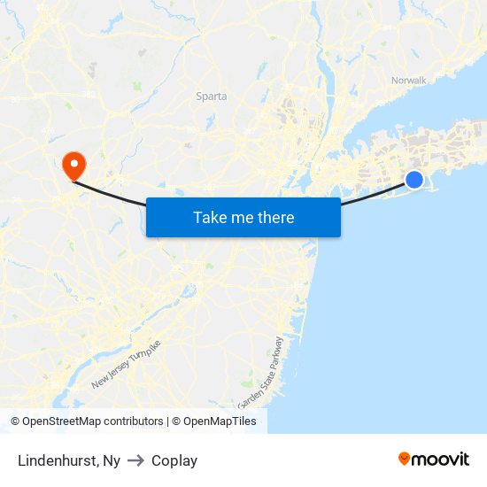 Lindenhurst, Ny to Coplay map