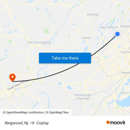 Ringwood, Nj to Coplay map