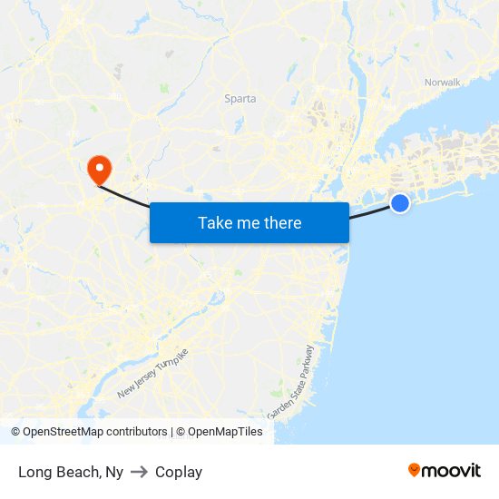 Long Beach, Ny to Coplay map