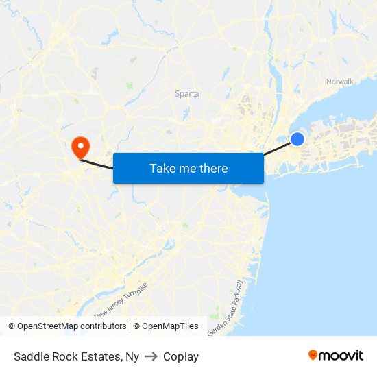 Saddle Rock Estates, Ny to Coplay map