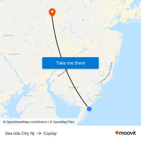 Sea Isle City, Nj to Coplay map