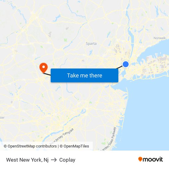 West New York, Nj to Coplay map