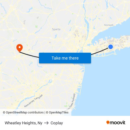 Wheatley Heights, Ny to Coplay map