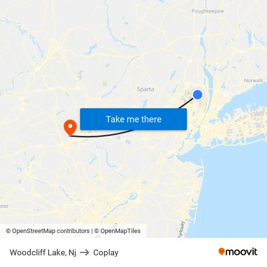 Woodcliff Lake, Nj to Coplay map